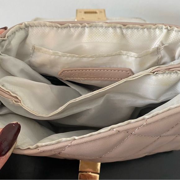 NWOT Kendall + Kylie Quilted Dusty Rose Mini Crossbody Purse with Chain Strap - Picture 4 of 5